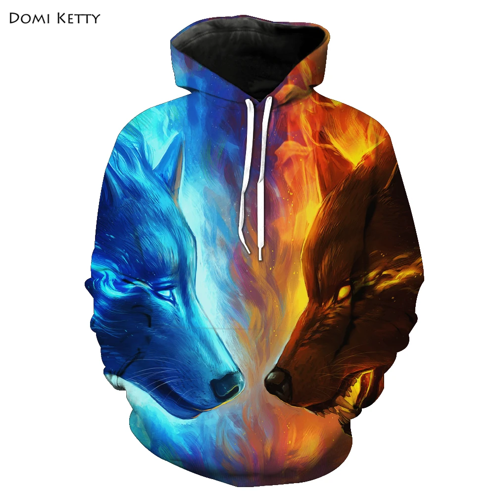 Domi Ketty/Детские толстовки с животными для мальчиков принтом волка синие детские
