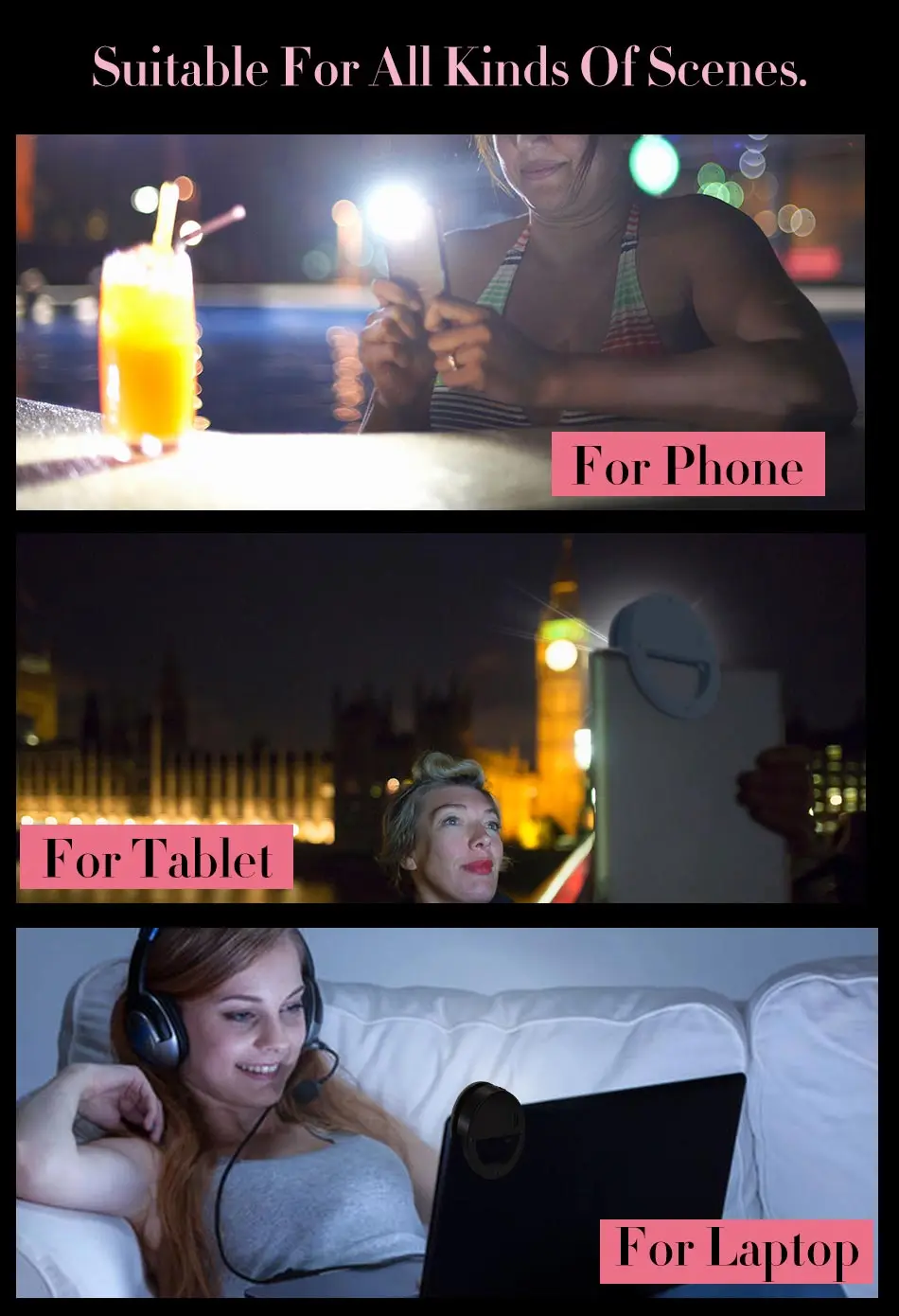 KISSCASE, портативный светодиодный светильник-вспышка, универсальный для iPhone X, XR, XS, MAX, чехол, кольцо для селфи, светящийся светильник с зажимом для samsung S10, чехол