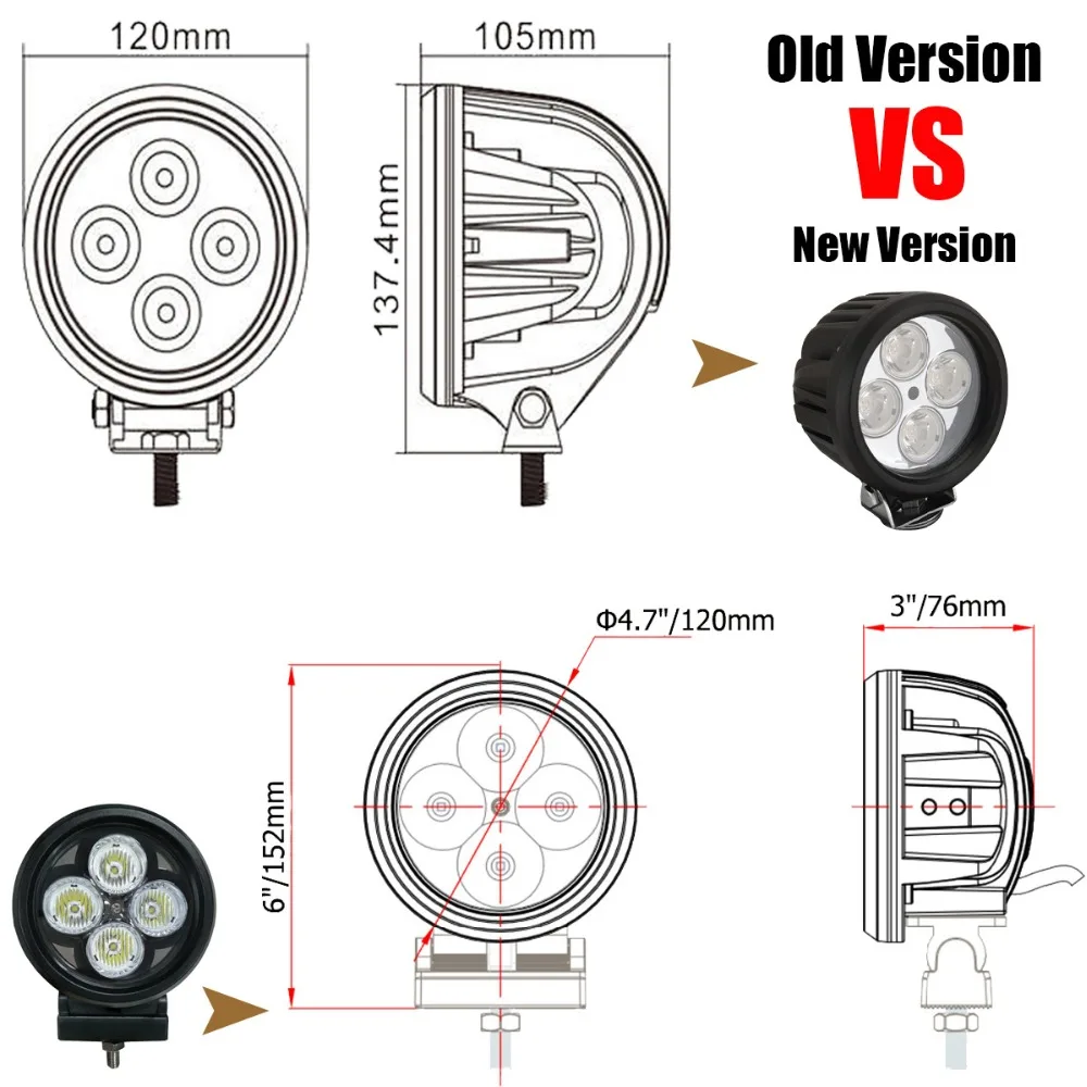 5 &quotдюймовый 40 Вт Круглый автомобилей светодиодный вождения Work Light 12 В сборки Truck