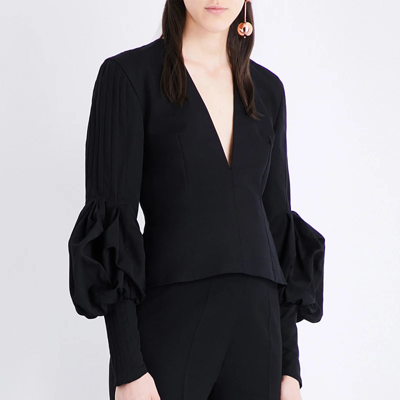 Осень 2020 модная офисная женская блузка и рубашки стильный v образный вырез одежда