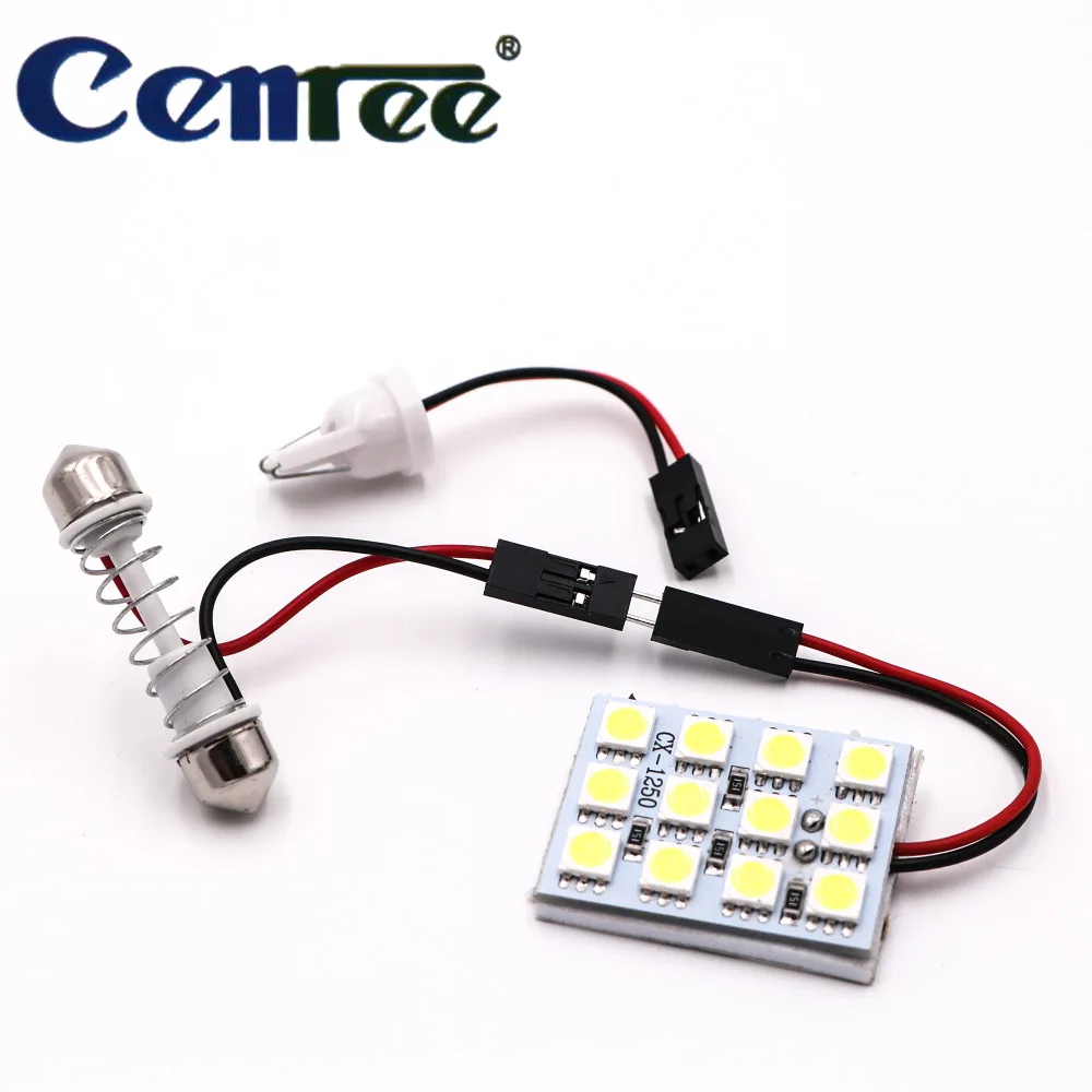 

CENREE 10PCS 15 LED Panel White Car 5050 Smd Auto Dome Interior Bulb Headlight with typeT10 Adapter Festoon Base