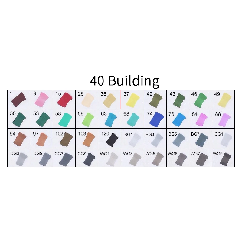 40BUILDING TOUCHFIVE 12/24/30/40/60/80/108/168 Цвета маркер для рисования на спиртовой основе кисть манга рисунок с двойной головкой маркеры товары для рукоделия - Цвет: 40BUILDING