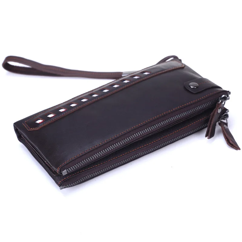 

BANLOSEN Genuine Leather Long Wallets for Men with Zipper Coin Pocket Male Clutch Purses Men Long Wallets Black Brown Wallet