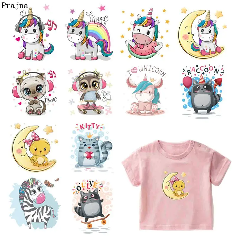 Prajna мультфильм милые животные Единорог сова кошка патчи для одежды наклейки