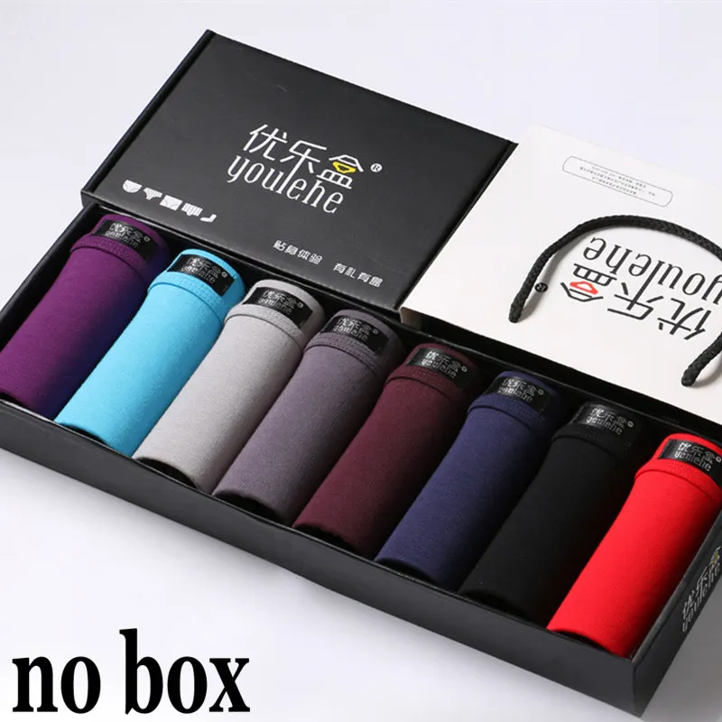 B 8PCS no box Youlehe, 8 шт., боксеры, нижнее белье, ультра-мягкие мужские боксеры, шорты, сексуальные, размера плюс, мужские трусы, удобные, Homme Cueca, Прямая поставка - Цвет: B 8PCS no box