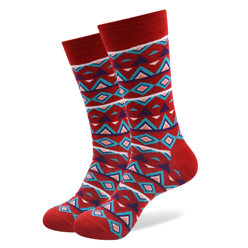 Забавные носки из чесаного хлопка с геометрическим узором для мужчин 10