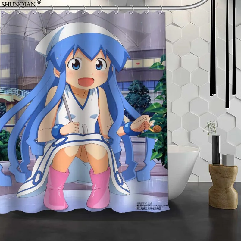 

New Ika Musume Custom Shower Curtain Waterproof Fabric Bath Curtain Polyester Fabric Bathroom Curtain 18-4.11