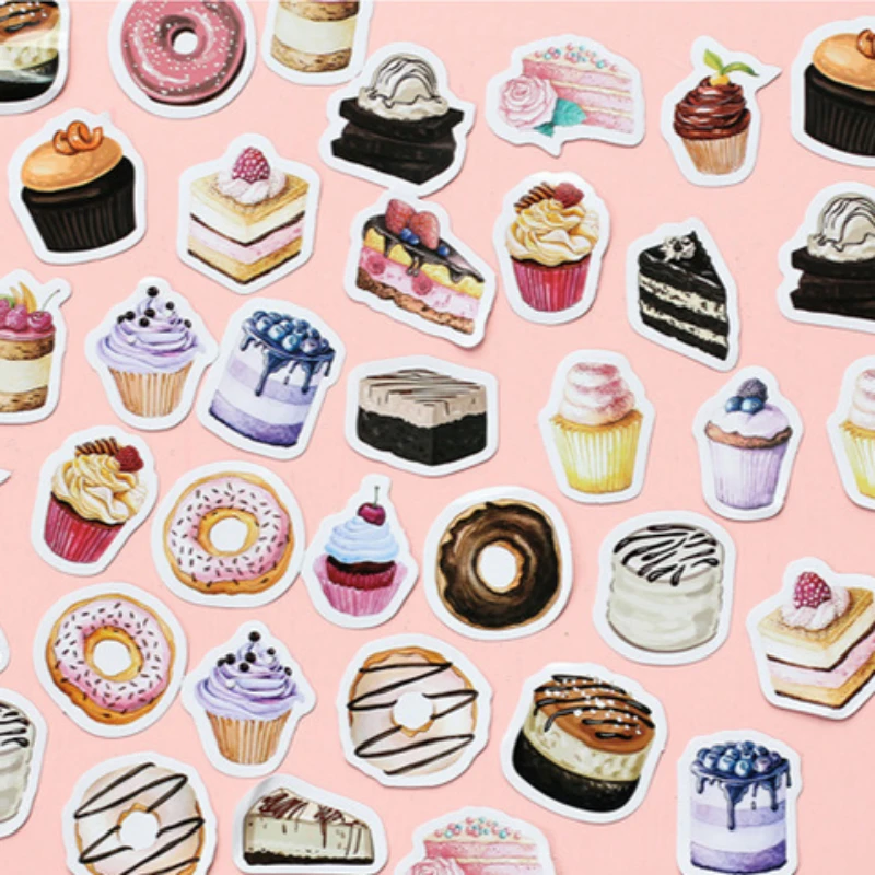 DIY 45 Pcs Happy Birthday Cake Mini Paper Sticker Decoration Diary Scrapbooking Label children's favorit Stationery | Канцтовары для
