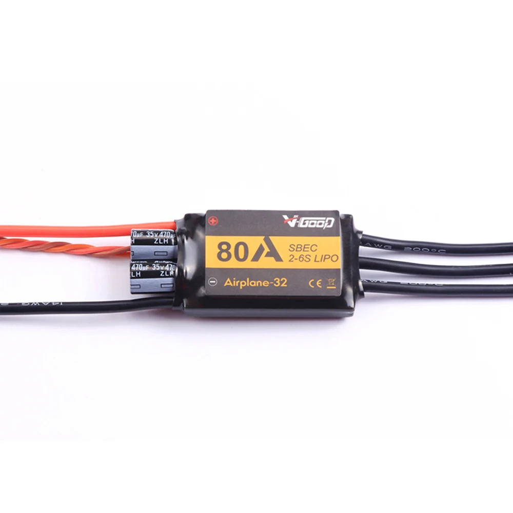 Новейшая модель; vgood 6A/12A/20A/40A/60A/80A/100A 2 S 32-битный Brushless ESC с 1.5A SBEC для неизменяемой геометрией крыла RC самолет запасные части