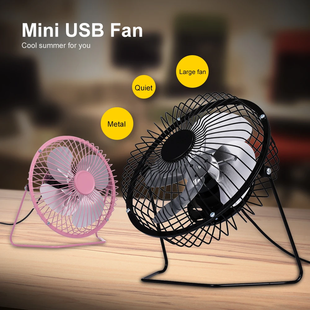 USB мини вентилятор Настольный кулер тихий Металл для офиса и домашнего