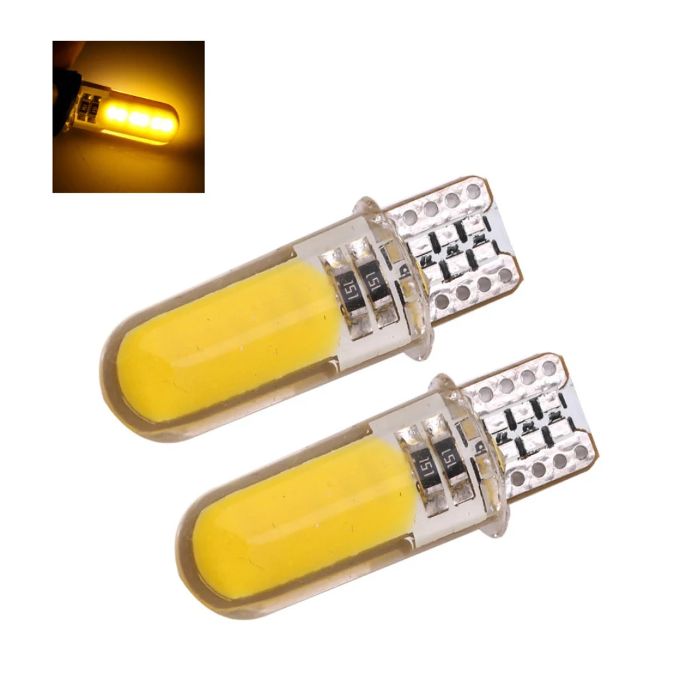 2 шт T10 W5W COB яркий светодиодный светильник для Чтения номерного знака автомобиля, силиконовая лампа