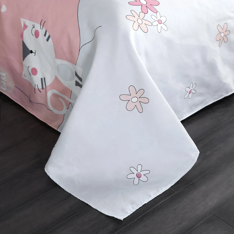 Cartoon Cute Kitten Pattern Bedding Sets Set Polyester Fabric Reactive Printing Hot Sale Comforter Bed Queen Size 3/4Pcs | Дом и сад