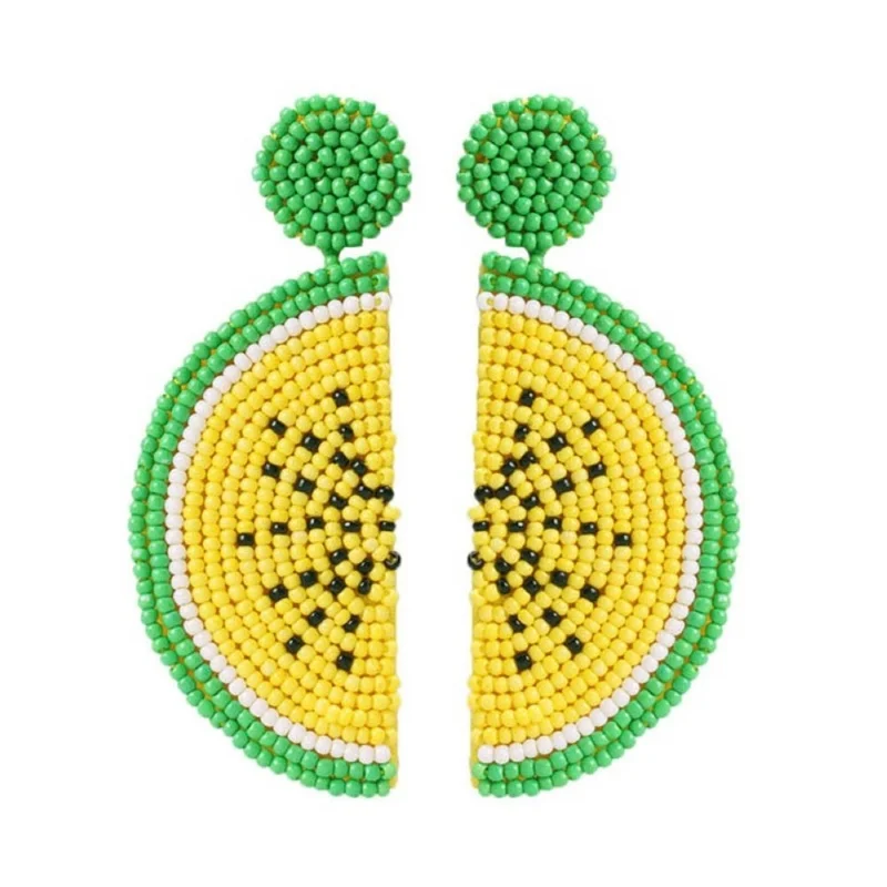 Lalynnlys Cute Cherry Watermelon Pineapple Drop Earrings New Fashion Rhinestone Fruit Dangle Earrings Ear Accessories Hot E60491 - Окраска металла: 19