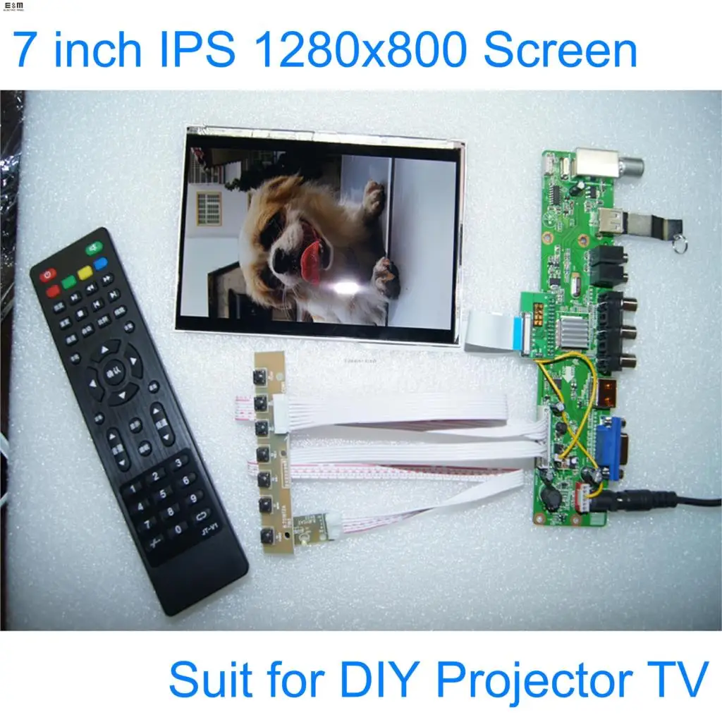 E & M 7 дюймовый Проектор DIY TV 1280*800 ЖК модуль монитор USB Mp4 плеер сделай сам 1080P VGA AV