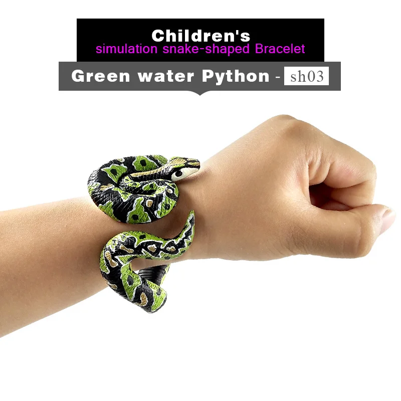 Green water Python Хэллоуин Детский имитация змея браслет животное модель Фигурка домашний декор миниатюрное украшение для сада в виде Феи аксессуары - Цвет: Green water Python