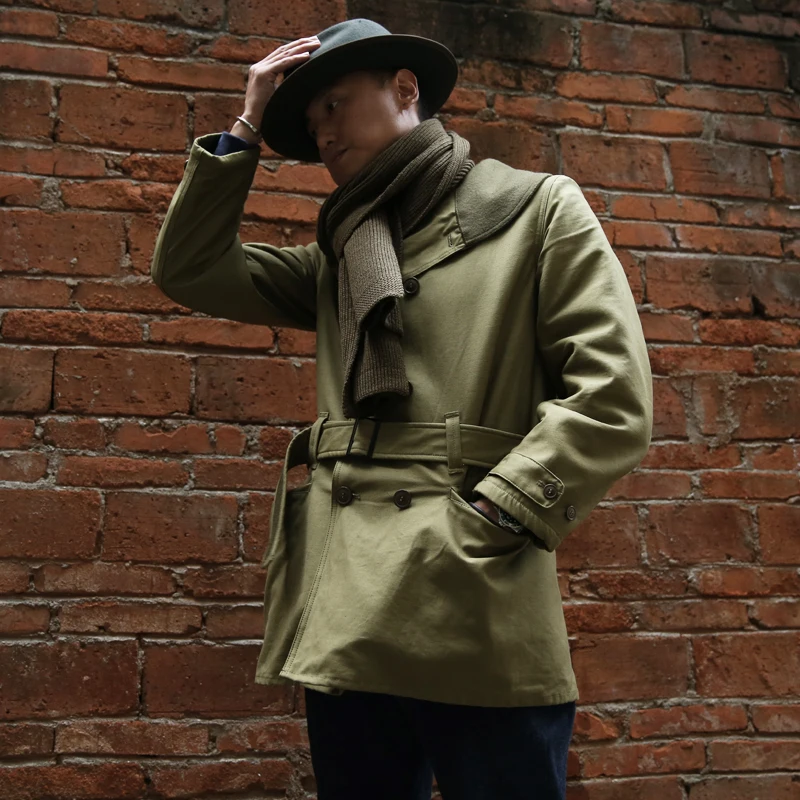 

DY-01 Read Description! Super Quality Gentle Looking Big Size Bronson Vintage US Amry MACKINAW Overcoat Belt Winter Jacket