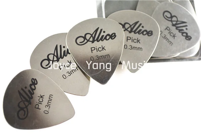

Alice 12pcs Standard Stainless Steel Electric Guitar Bass Picks Plectrums Heavy 0.3mm Clamshell Free Shipping