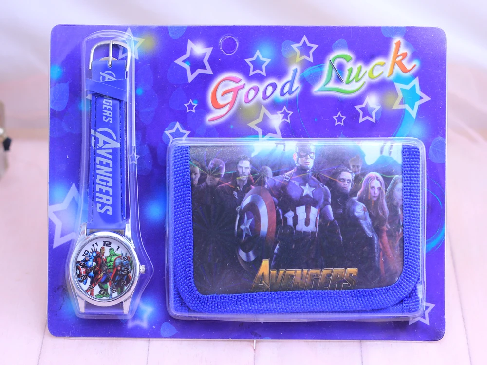 1 шт./лот Marvel Super Hero часы Мстители и бумажник для детей мальчиков JK 722|wallet for|wallets for