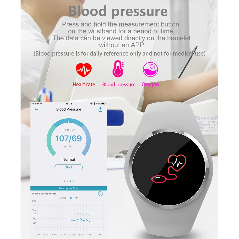 Смарт часы Браслет фитнес браслет цветной экран женские пульсометр кровяное