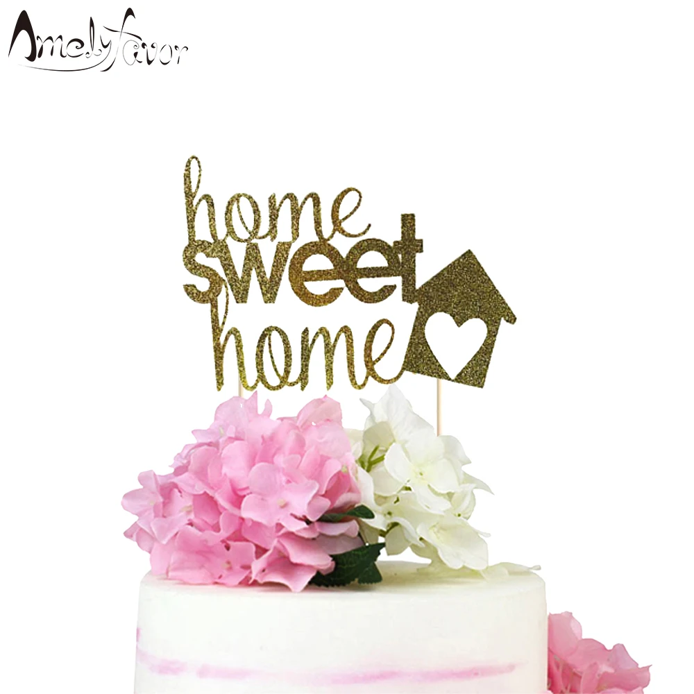 

Sweet Home Glitter Topper Engagement Glitter Paper Cake Topper Wedding New Home Party Decorations Party Supplies Custom-made