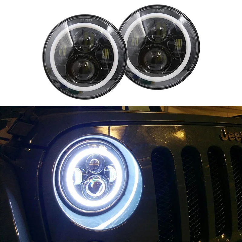 Для 97 15 Jeep Wrangler светодиодный налобный фонарь 7 дюймов 40 Вт для проектора замена Hi /