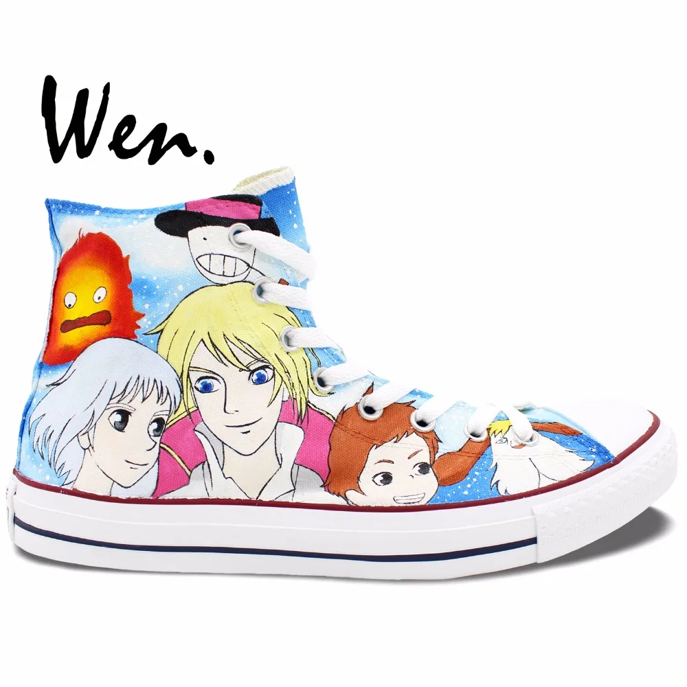 

Wen Anime Hand Painted Shoes Design Custom Howl's Moving Castle My Neighbor Totoro High Top Men Women's Canvas Sneakers