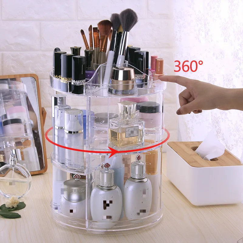 Transparent Rotating Plastic Home Drawer Desk Desktop Storage Box/ Organiser Acrylic Makeup/ Purple lipstick storage Cosmetic |
