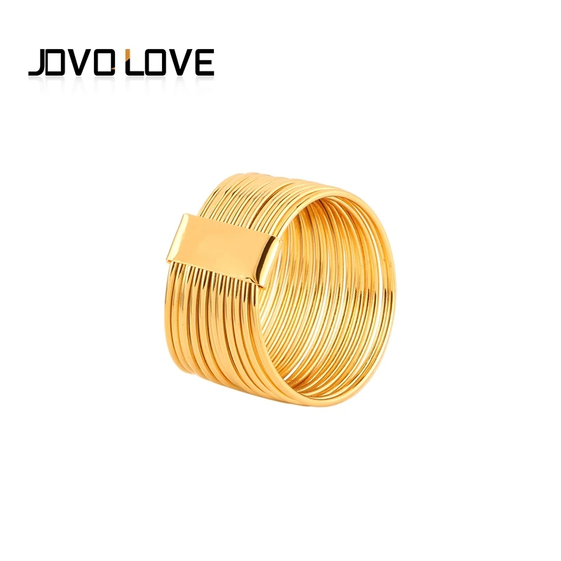 JOVO классические 316L из нержавеющей стали Многослойные кольца для пальцев для женщин простой дизайн золотой цвет Мужские и женские кольца для подарка ювелирные изделия