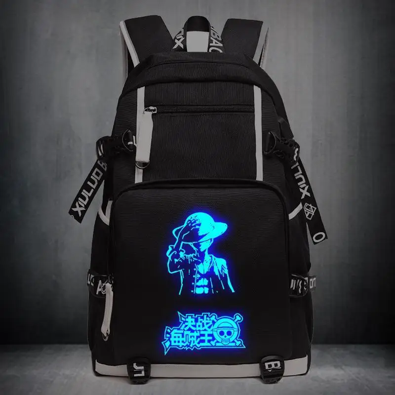 

High-Q Unisex Anime One Piece Backpack Luffy Zoro Backpack Printing School Bags Luminous Teenagers Backpack Unisex Travel Bag