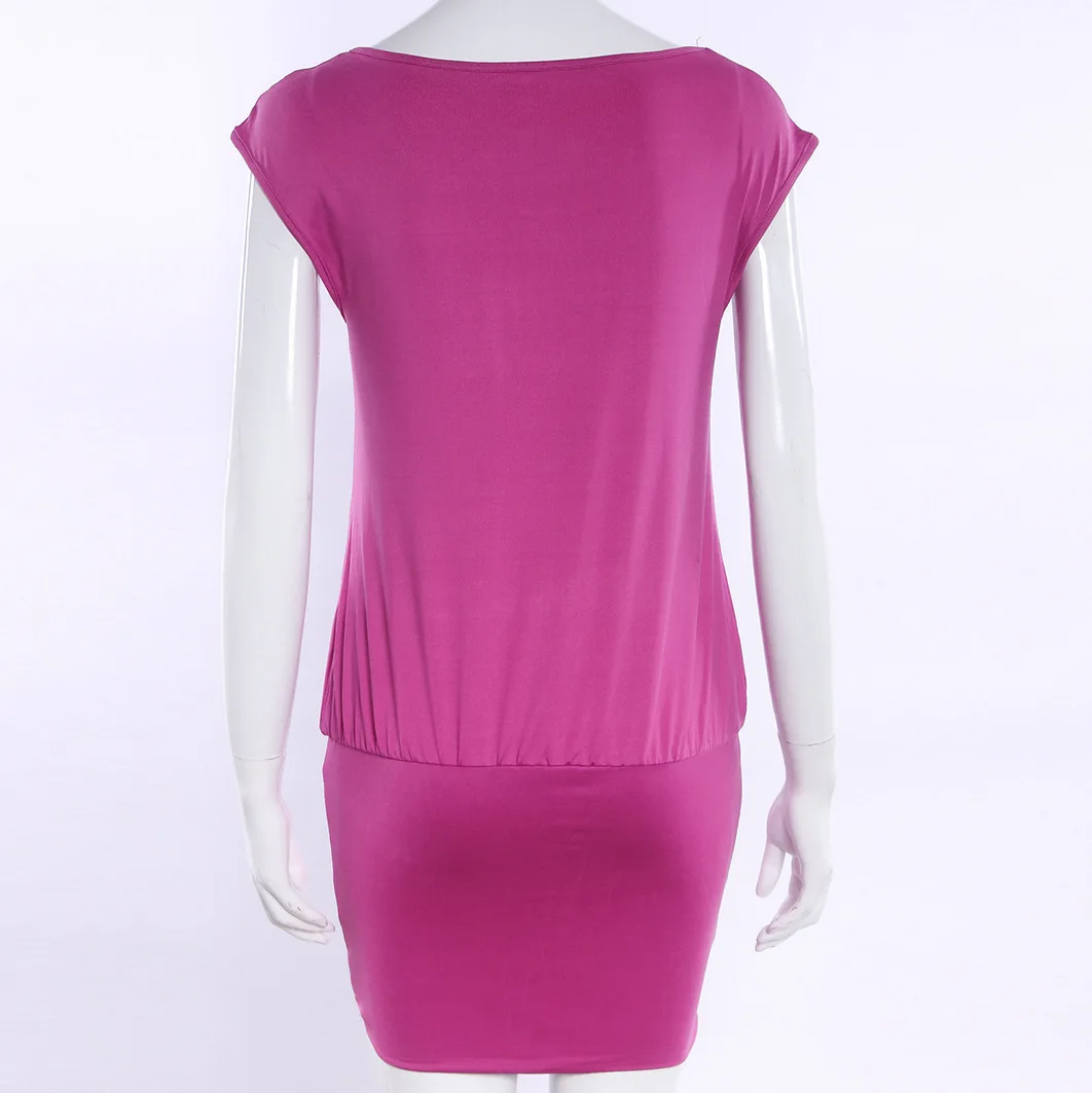 Женское пляжное мини платье с коротким рукавом розовое или фиолетовое