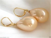 free shipping new 12x16mm yellow south sea shell pearl drop natural leverback earrings
