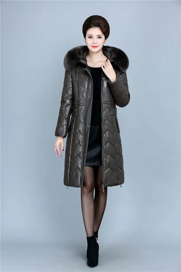 Winter Soft Leather Thicken Warm Jacket Women New PU Parka Large Fur Collar Coats Female Long Parkas Outerwear Large Size 6XL