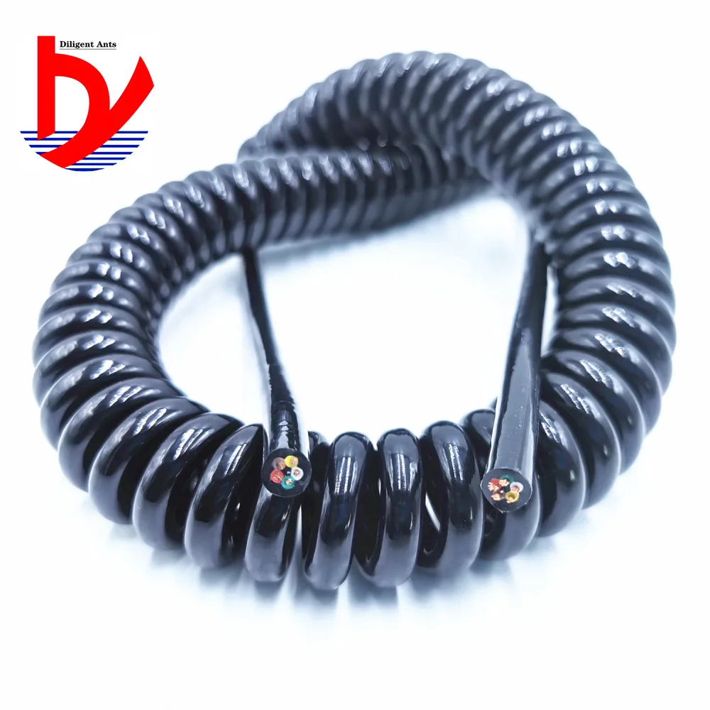 

4-core spiral power cord 20AWG 24AWG 17AWG 14AWG 2.5 m 5 m 7.5 m black spring power cord for extension cord
