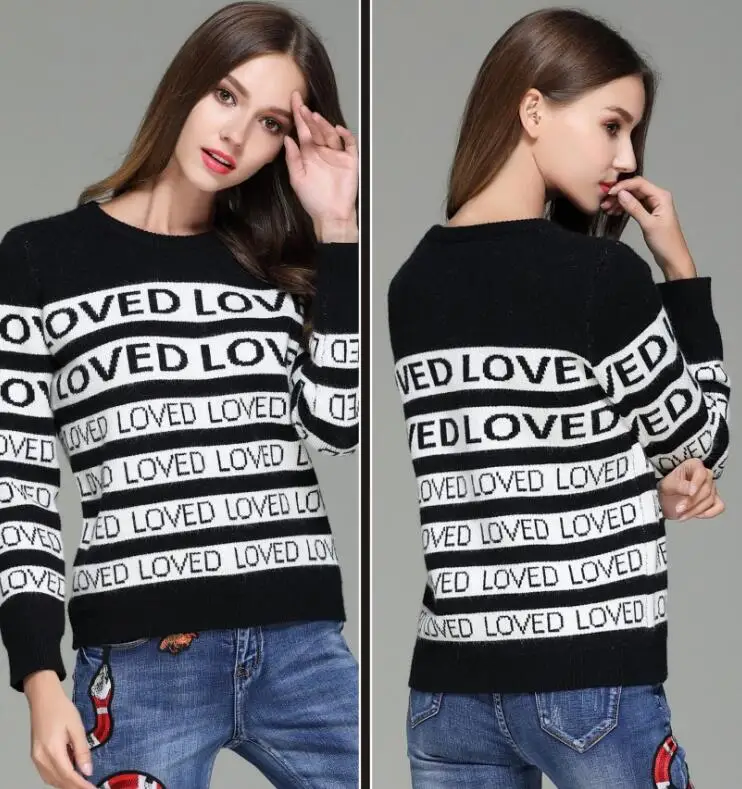 Autumn Winter Warm Letter Sweater Women | Женская одежда