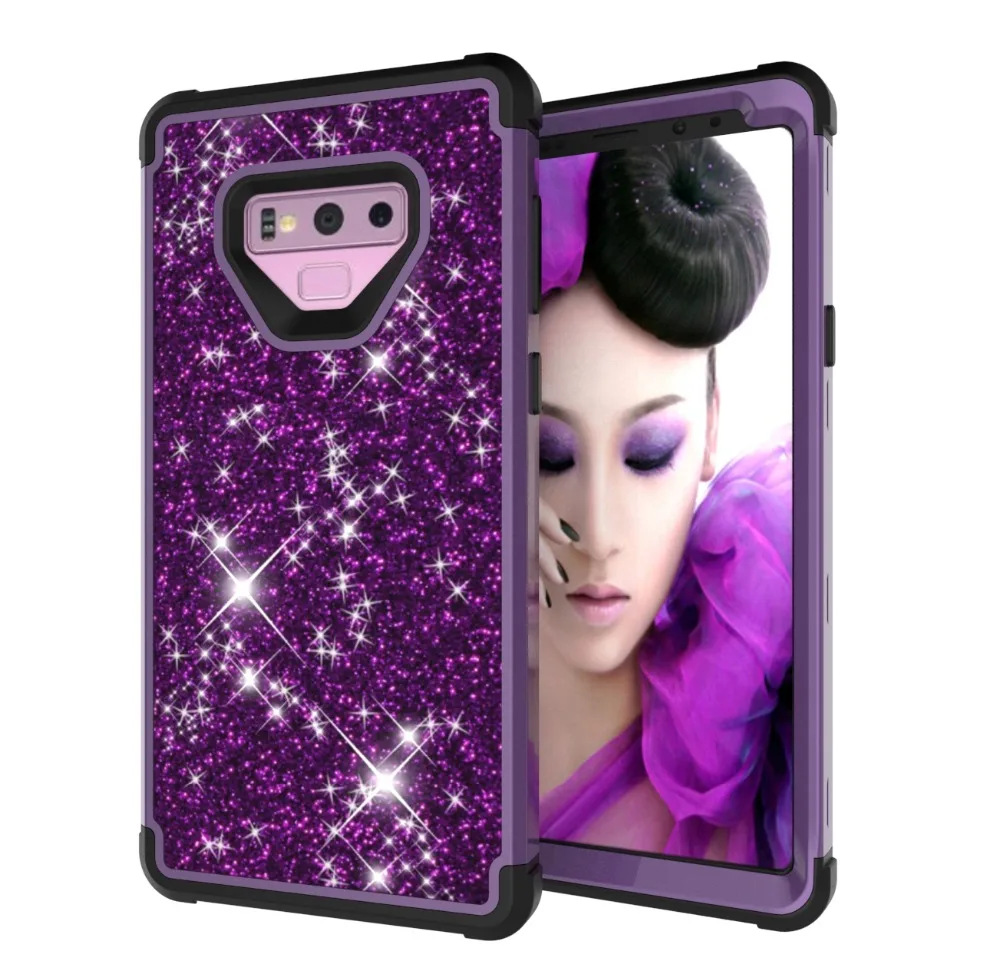 Note 9 чехол Блестящий трехслойный сверхпрочный гибридный защитный противоударный