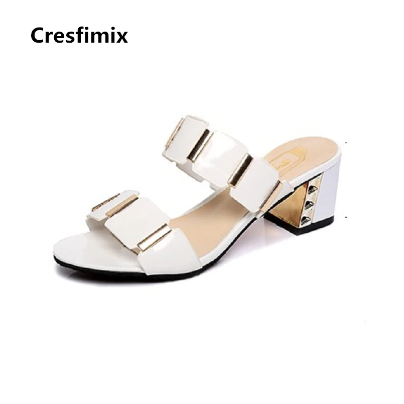 Cresfimix sandalias de mujer Женские модные босоножки без застежки на высоком каблуке 6 см