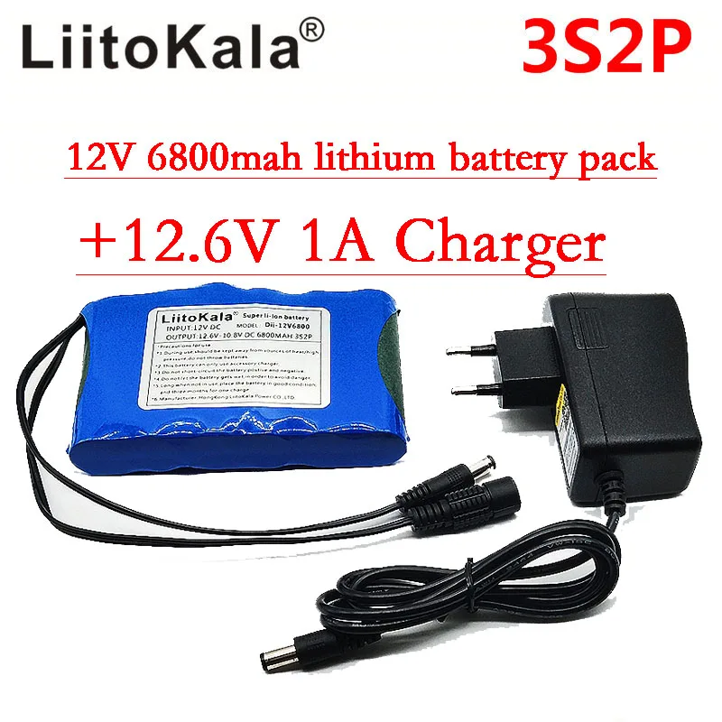 HK LiitoKala 12,6 V 2200mAh 6800mAh 9800mAh 10Ah литий-ионная аккумуляторная батарея зарядное устройство для gps камеры автомобиля