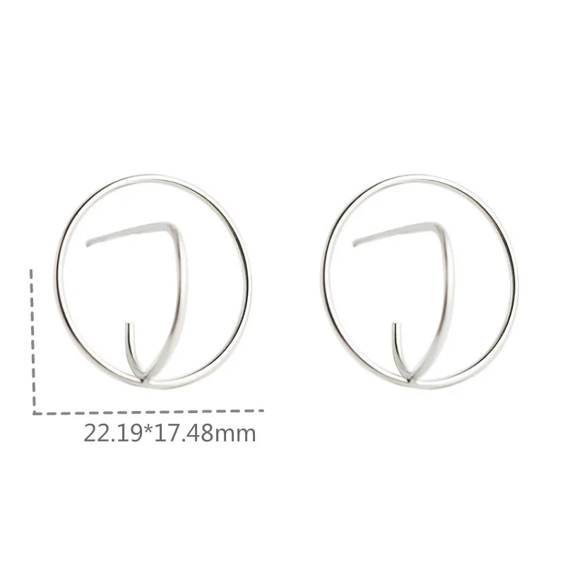

Flyleaf 925 Sterling Silver Stud Earrings For Women Personality geometric Round Circle Simple Earings Fashion Jewelry party gift