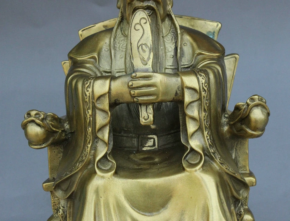 12 &quotКитайский Фэншуй Чистая Латунь Скульптура Миф Дракон Король LongWang Статуя