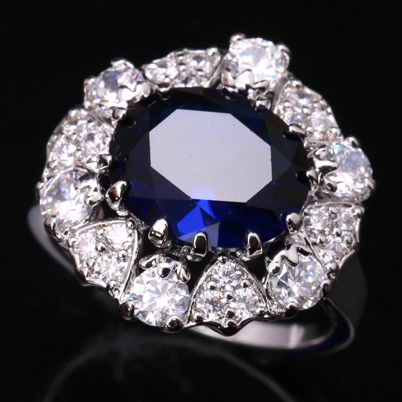 

Очаровательны Овальный сине-белые Цирконий 925 sterling Серебряные Кольца США # Размеры 6 7 8 9 S1497