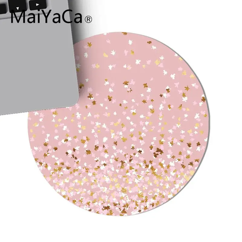 Маленький круглый коврик для мыши MaiYaCa с плавающими точками черный и золотой на