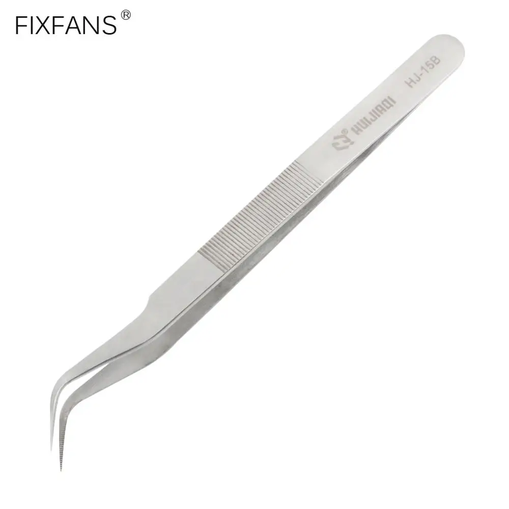 

FIXFANS 17cm Long Precision Tweezers Durable Stainless Steel Curved Tweezers Non-slip Handle for Jewelry Hobby Craft DIY Tool