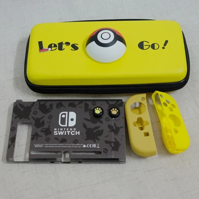 Let's Go чехол для задней панели с пикачусом покемонами для Nintendo switch NS аксессуары для консоли Портативный жесткий чехол Evee сумка для хранения - Цвет: Lets go full set B
