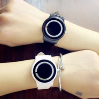 couples watch harajuku style clock candy color pu leather strap quartz wrist watches for unisex women men tt88