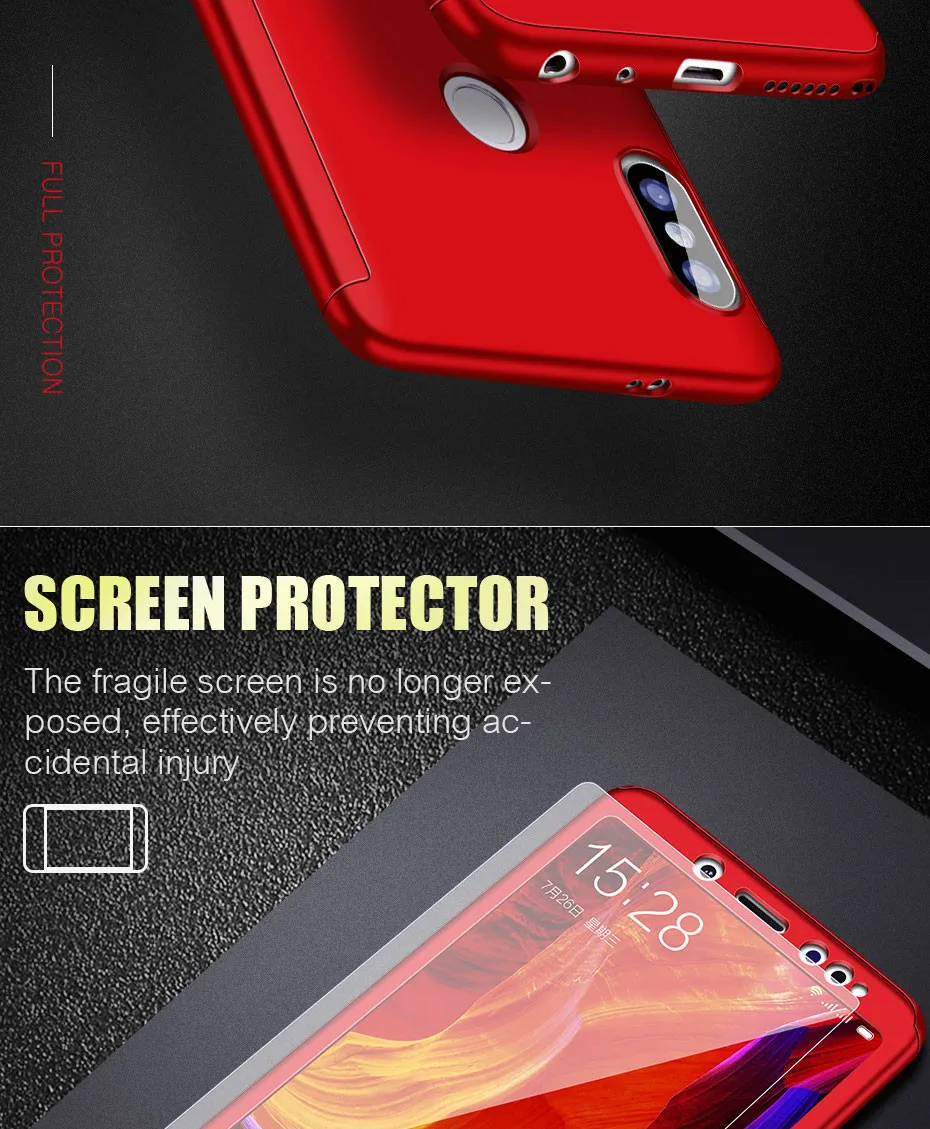 Роскошный 360 полный защитный чехол для телефона Xiaomi Pocophone F1 6 6X для Redmi 4A 4X5 5A Note 4 Pro 4X Note 5A чехол со стеклом