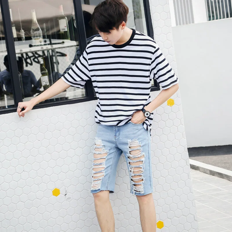 Женские джинсовые шорты-бойфренды повседневные шорты до колена с дырками лето 2021