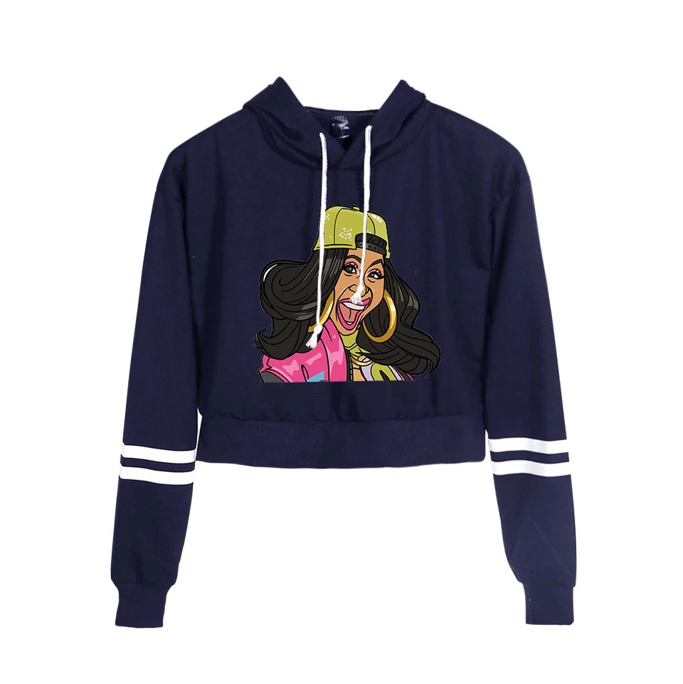 Список Cardi B укороченный топ толстовки для женщин Kpop хлопок Harajuku высокое качество Cardi B девушка оранжевый свитер с капюшоном