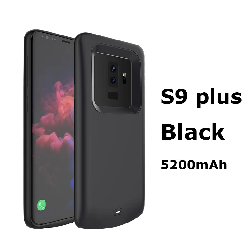 NEWDERY новые 4700 мАч ТПУ Перезаряжаемые зарядный аккумулятор чехол для samsung Note 9 S9 S9+ 5200 мА/ч, Мощность чехол для Galaxy S9 плюс - Цвет: S9plus 5200mAh black