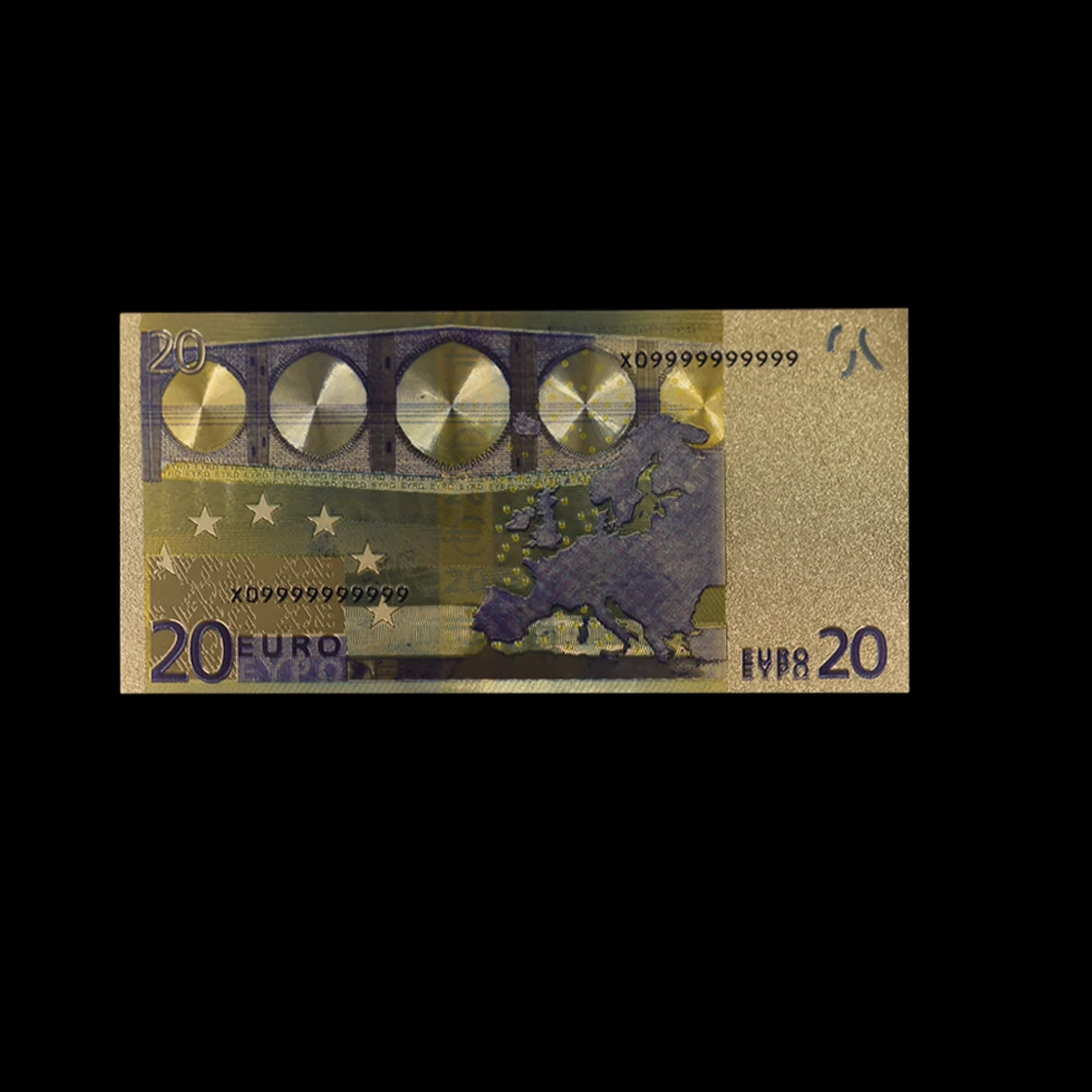 10 шт. прекрасный подарок 20 EUR золотых банкнот в центре сообщений течение 24K Gold