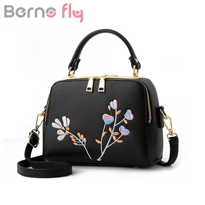 BERNO Fly/Брендовая женская сумка на плечо модная Цветочная с вышивкой для дам сумки